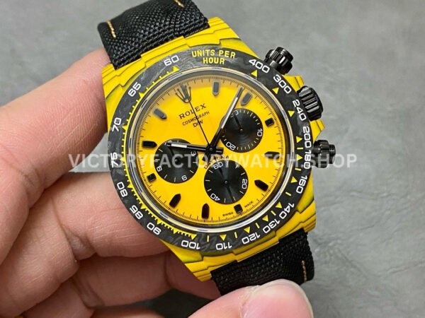 DIW Factory Rolex Daytona Limited Edition 116500 40mm Carbon Fiber Artificial Fiber Woven Strap Yellow Dial