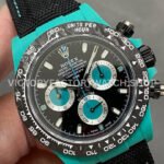 DIW Factory Rolex Daytona Limited Edition 116500 40mm Light Blue Carbon Fiber Artificial Fiber Woven Strap Light Blue Eye Black Dial