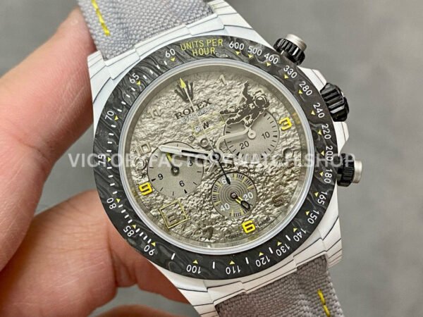 DIW Factory Rolex Daytona Limited Edition 116500 40mm White Carbon Fiber Artificial Fiber Woven Strap Arabic Number Space Grey Dial
