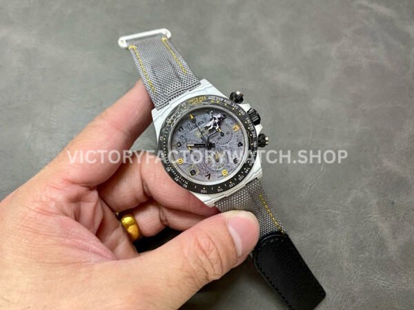 DIW Factory Rolex Daytona Limited Edition 116500 40mm White Carbon Fiber Artificial Fiber Woven Strap Arabic Number Space Grey Dial