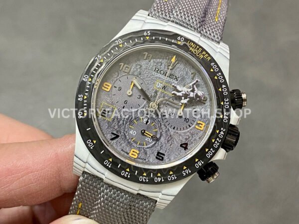 DIW Factory Rolex Daytona Limited Edition 116500 40mm White Carbon Fiber Artificial Fiber Woven Strap Arabic Number Space Grey Dial