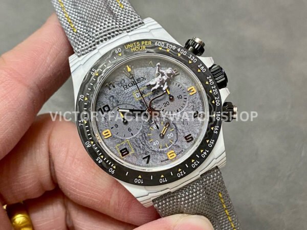 DIW Factory Rolex Daytona Limited Edition 116500 40mm White Carbon Fiber Artificial Fiber Woven Strap Arabic Number Space Grey Dial