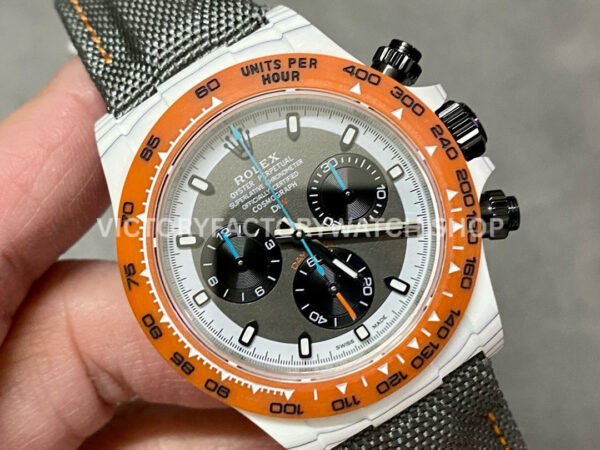 DIW Factory Rolex Daytona Limited Edition 116500 40mm White Carbon Fiber Artificial Fiber Woven Strap Black Eye Grey Dial