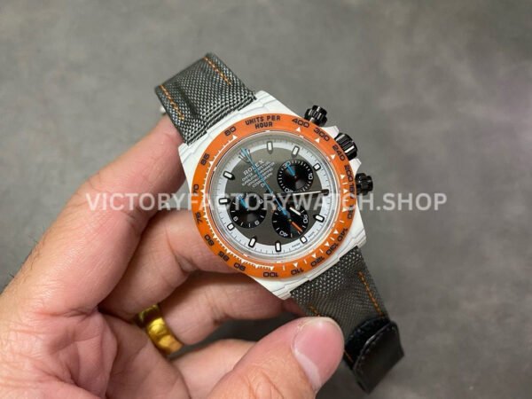 DIW Factory Rolex Daytona Limited Edition 116500 40mm White Carbon Fiber Artificial Fiber Woven Strap Black Eye Grey Dial