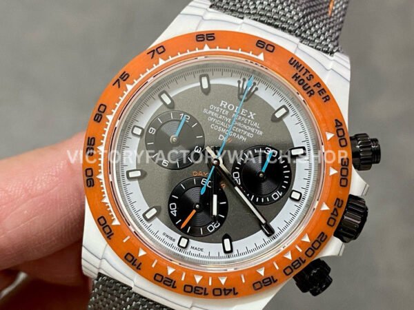 DIW Factory Rolex Daytona Limited Edition 116500 40mm White Carbon Fiber Artificial Fiber Woven Strap Black Eye Grey Dial