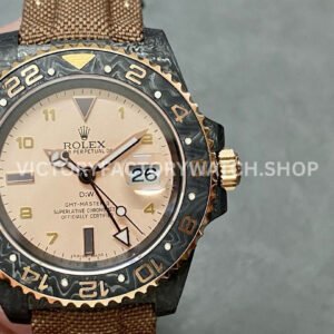DIW Factory Rolex GMT-Master II 126710 Limited Edition 40mm Gold Word Carbon Fiber Artificial Fiber Woven Strap Arabic Number Gold Dial