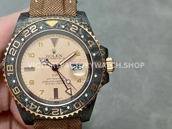 DIW Factory Rolex GMT-Master II 126710 Limited Edition 40mm Gold Word Carbon Fiber Artificial Fiber Woven Strap Arabic Number Gold Dial