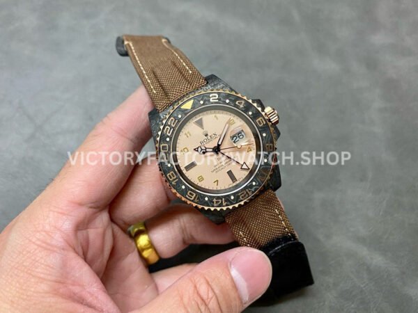 DIW Factory Rolex GMT-Master II 126710 Limited Edition 40mm Gold Word Carbon Fiber Artificial Fiber Woven Strap Arabic Number Gold Dial