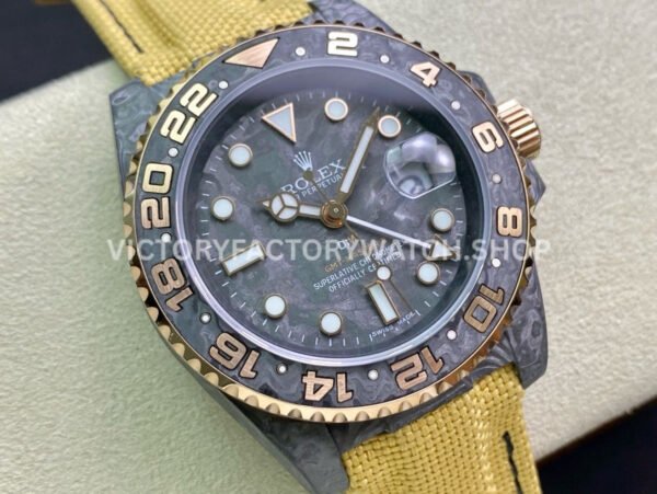 DIW Factory Rolex GMT-Master II 126710 Limited Edition 40mm Gold Word Carbon Fiber Artificial Fiber Woven Strap Carbon Fiber Dial
