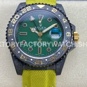 DIW Factory Rolex GMT-Master II 126710 Limited Edition 40mm Gold Word Carbon Fiber Artificial Fiber Woven Strap Green Dial