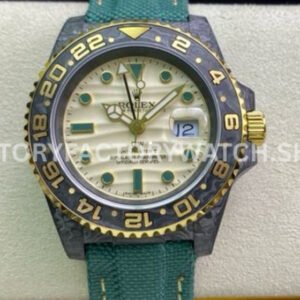 DIW Factory Rolex GMT-Master II 126710 Limited Edition 40mm Gold Word Carbon Fiber Artificial Fiber Woven Strap Gold Dial