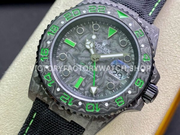DIW Factory Rolex GMT-Master II 126710 Limited Edition 40mm Green Word Carbon Fiber Artificial Fiber Woven Strap Green Carbon Fiber Dial