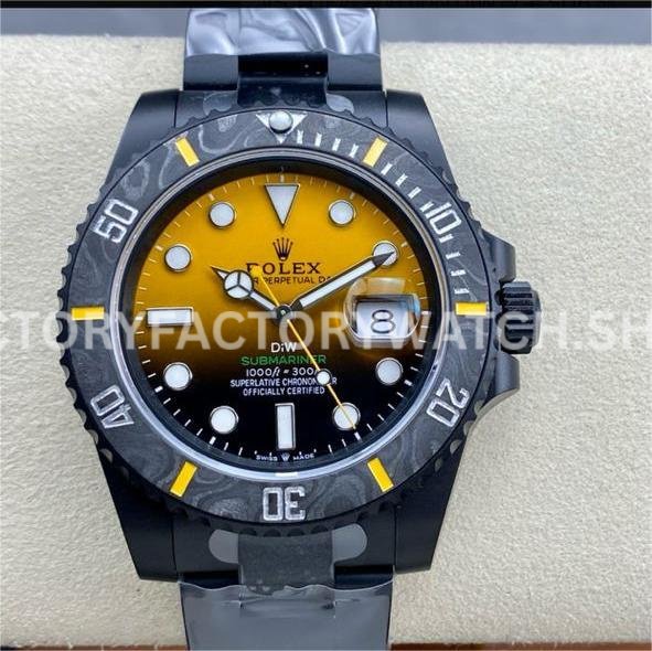 Rolex Submariner 116610 DLC black gradient orange dial replica