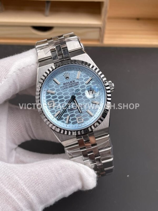 ES Factory Counterweight Rolex Land-Dweller 127336-0001 40mm Full Platinum Blue Ice Dial