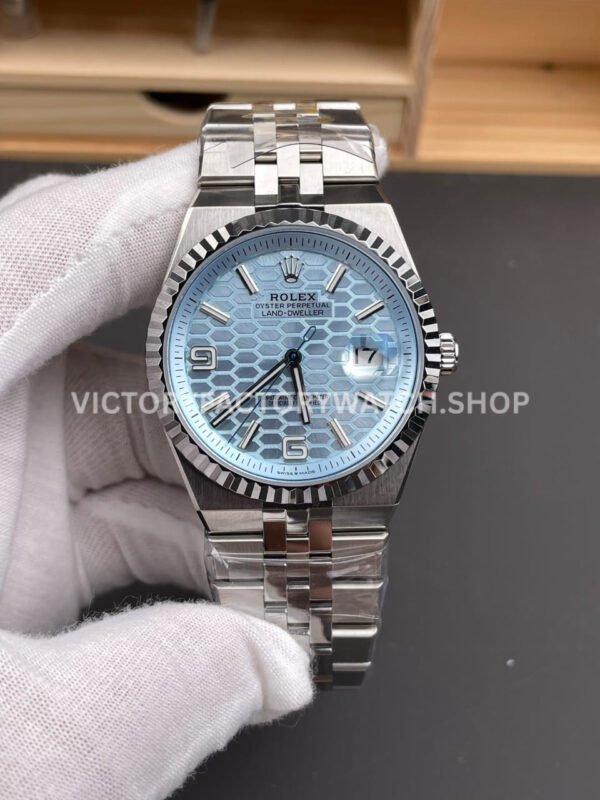 Rolex Land Dweller 127336 ice blue dial platinum replica 40mm