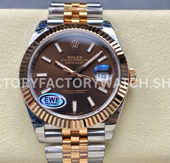 EWE Factory Rolex Datejust 126331-0002 41mm Half Rose Gold Brown Dial Jubilee (7) EWE Factory Rolex Datejust 126331-0002 41mm Half Rose Gold Brown Dial Jubilee
