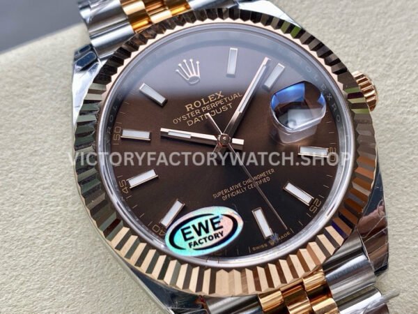 EWE Factory Rolex Datejust 126331-0002 41mm Half Rose Gold Brown Dial Jubilee (8) EWE Factory Rolex Datejust 126331-0002 41mm Half Rose Gold Brown Dial Jubilee