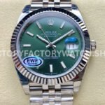 EWE Factory Rolex Datejust 126334-0028 41mm White Gold Green Mint Dial Jubilee