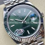 EWE Factory Rolex Datejust 126334-0028 41mm White Gold Green Mint Dial Jubilee