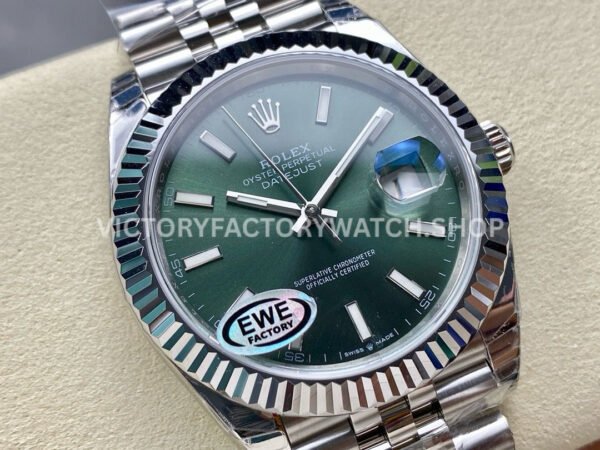 EWE Factory Rolex Datejust 126334-0028 41mm White Gold Green Mint Dial Jubilee