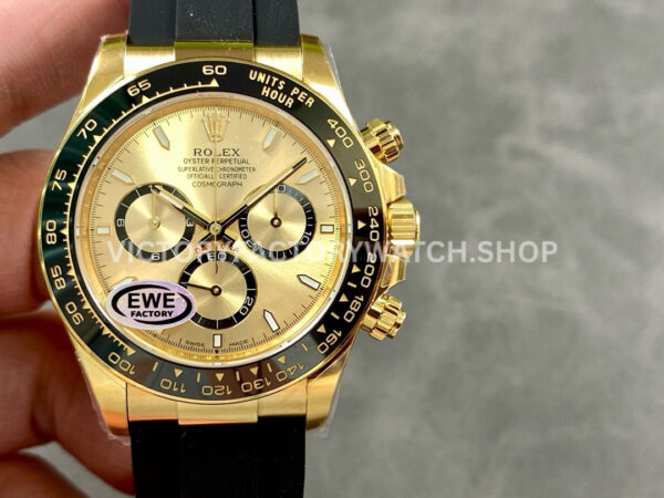 EWE Factory Rolex Daytona 126518LN-0010 40mm Yellow Gold Oysterflex Champagne Dial (9) Rolex Daytona 126518LN-0010 high end replica watch