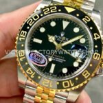 EWE Factory Rolex GMT-Master II 126713GRNR-0001 Bruce Wayne 40mm Half Yellow Gold Black Dial Jubilee