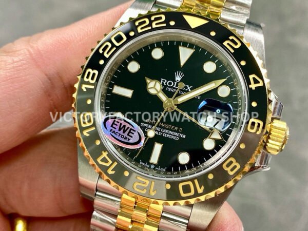 EWE Factory Rolex GMT-Master II 126713GRNR-0001 Bruce Wayne 40mm Half Yellow Gold Black Dial Jubilee