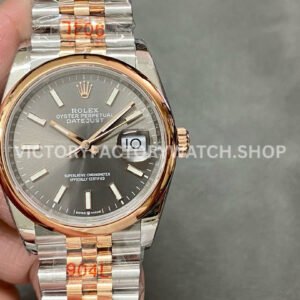 GM Factory Rolex Datejust 126201-0013 36mm Rose Gold Smooth Bezel Half Rose Gold Gray Dial Jubilee Super clone
