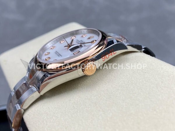 GM Factory Rolex Datejust 126201-0022 36mm Rose Gold Smooth Bezel Half Rose Gold Diamond Mop Mother Of Pearl Dial