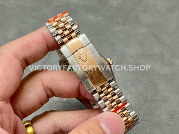 GM Factory Rolex Datejust 126201-0037 36mm Rose Gold Smooth Bezel Half Rose Gold Diamond Mop Silver Palm Motif Dial Jubilee