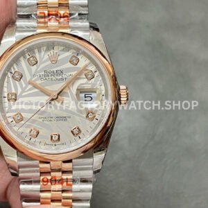 GM Factory Rolex Datejust 126201-0037 36mm Rose Gold Smooth Bezel Half Rose Gold Diamond Super clone