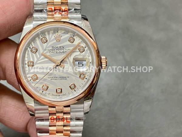 GM Factory Rolex Datejust 126201-0037 36mm Rose Gold Smooth Bezel Half Rose Gold Diamond Super clone