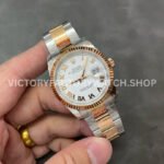 GM Factory Rolex Datejust 126231-0016 36mm Half Rose Gold Roman Numerals White Dial