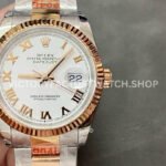 GM Factory Rolex Datejust 126231-0016 36mm Half Rose Gold Roman Numerals White Dial Super clone
