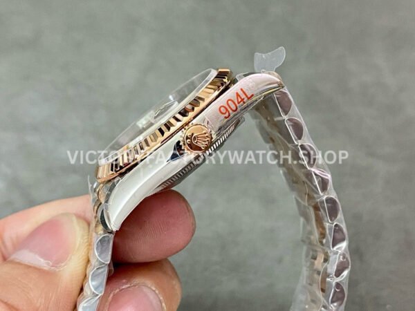 GM Factory Rolex Datejust 126231-0023 36mm Half Rose Gold Diamond Roman Numerals Grey Dial Jubilee