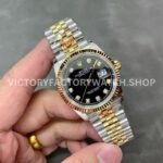 GM Factory Rolex Datejust 126233-0021 36mm Half Yellow Gold Diamond Mop Black Dial Jubilee