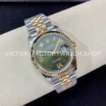 GM Factory Rolex Datejust 126233-0025 36mm Half Yellow Gold Diamond Roman Numerals Green Dial Jubilee
