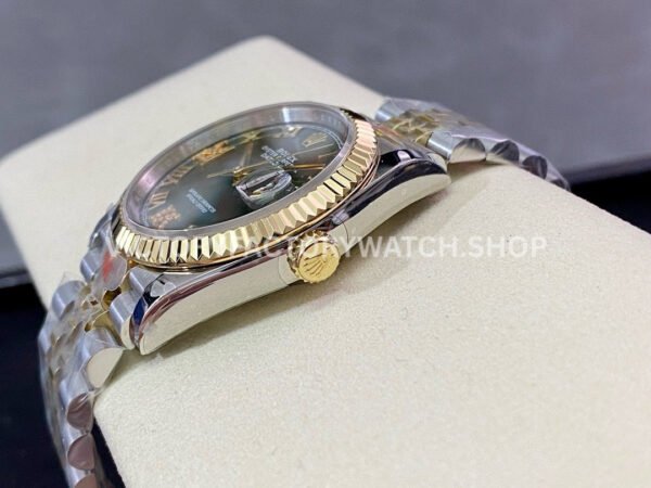 GM Factory Rolex Datejust 126233-0025 36mm Half Yellow Gold Diamond Roman Numerals Green Dial Jubilee