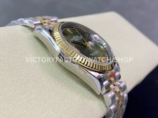 GM Factory Rolex Datejust 126233-0025 36mm Half Yellow Gold Diamond Roman Numerals Green Dial Jubilee