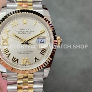 GM Factory Rolex Datejust 126233-0031 36mm Half Yellow Gold Diamond Roman Numerals Silver Dial Jubilee Super clone