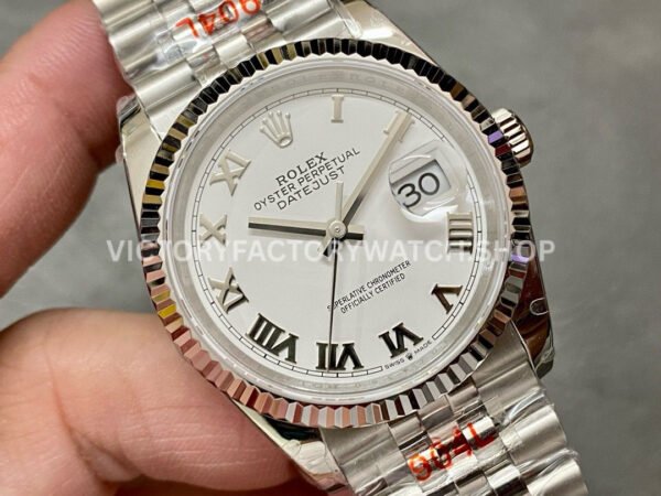 GM Factory Rolex Datejust 126234-0025 36mm Full 904L Roman Numerals White Dial Jubilee