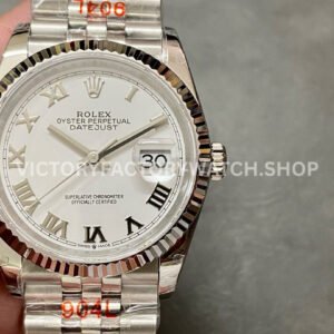 GM Factory Rolex Datejust 126234-0025 36mm Full 904L Roman Numerals White Dial Jubilee Super clone