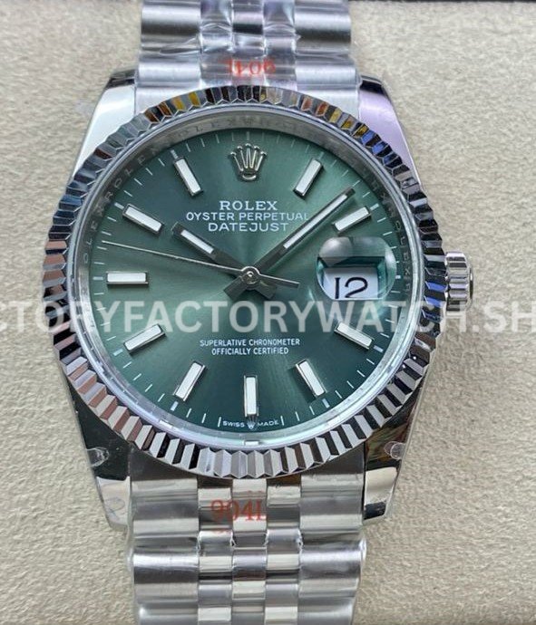 GM Factory Rolex Datejust 126234-0051 36mm Full 904L Green Dial Jubilee Super clone