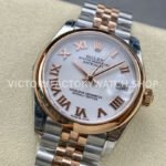 GS Factory Rolex Datejust 278241-0002 31mm Half Rose Gold Roman Number White Dial Jubilee