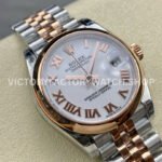 GS Factory Rolex Datejust 278241-0002 31mm Half Rose Gold Roman Number White Dial Jubilee