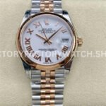 GS Factory Rolex Datejust 278241 white Roman dial 31mm half rose gold Jubilee bracelet