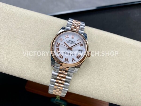 GS Factory Rolex Datejust 278241-0002 31mm Half Rose Gold Roman Number White Dial Jubilee