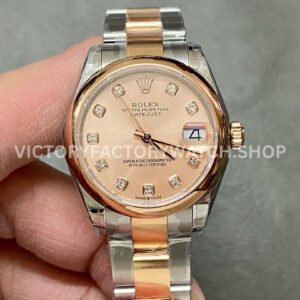 GS Factory Rolex Datejust 278241 31mm pink MOP diamond dial half rose gold model
