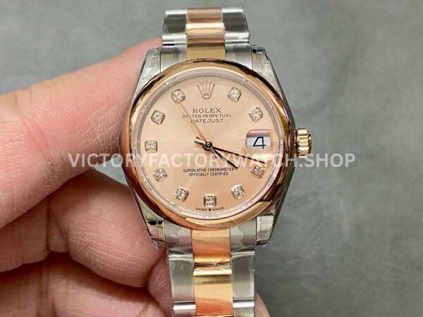 GS Factory Rolex Datejust 278241 31mm pink MOP diamond dial half rose gold model
