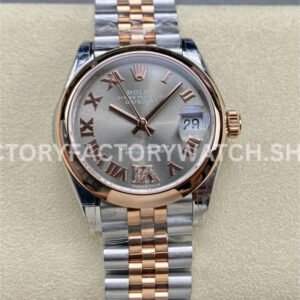 GS Factory Rolex Datejust 278241 grey Roman dial 31mm half rose gold watch